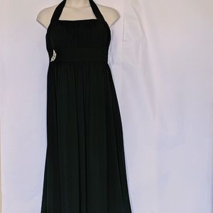 Bill Levkoff Black Pleated Bodice Halter Dress